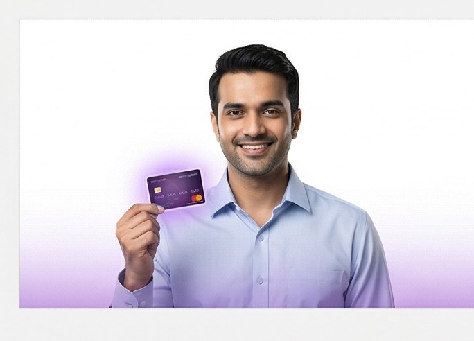 Personal loan approval — man holding credit card